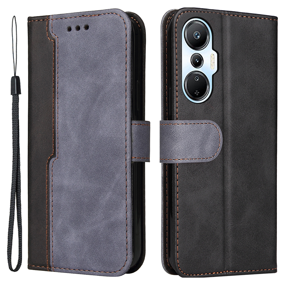 

Für Infinix Hot 20s 4G Business Style Style Schockdely Hülle Brieftasche Dual-color-spleißen Kratzfestes Pu-leder-handyabdeckung - Grau, Infinix Hot 20S 4G