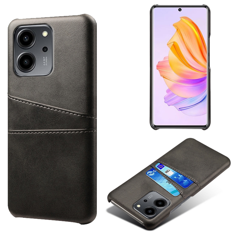 

Für Ehren 80 SE 5G PU Lederbeschichtete Hardpc Back Case Dual Card Slots Stoßdämpfer Schutzhilfe - Schwarz, Honor 80 SE 5G