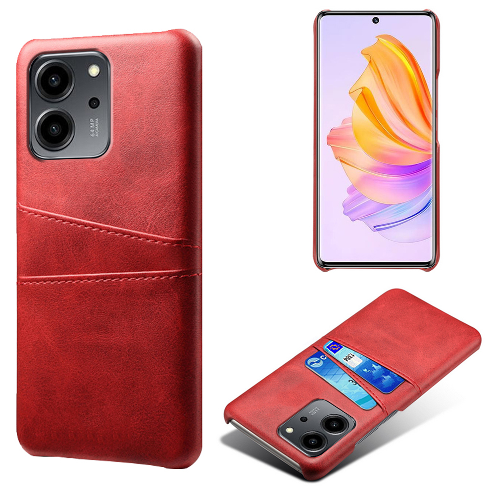 

Für Ehren 80 SE 5G PU Lederbeschichtete Hardpc Back Case Dual Card Slots Stoßdämpfer Schutzhilfe - Rot, Honor 80 SE 5G