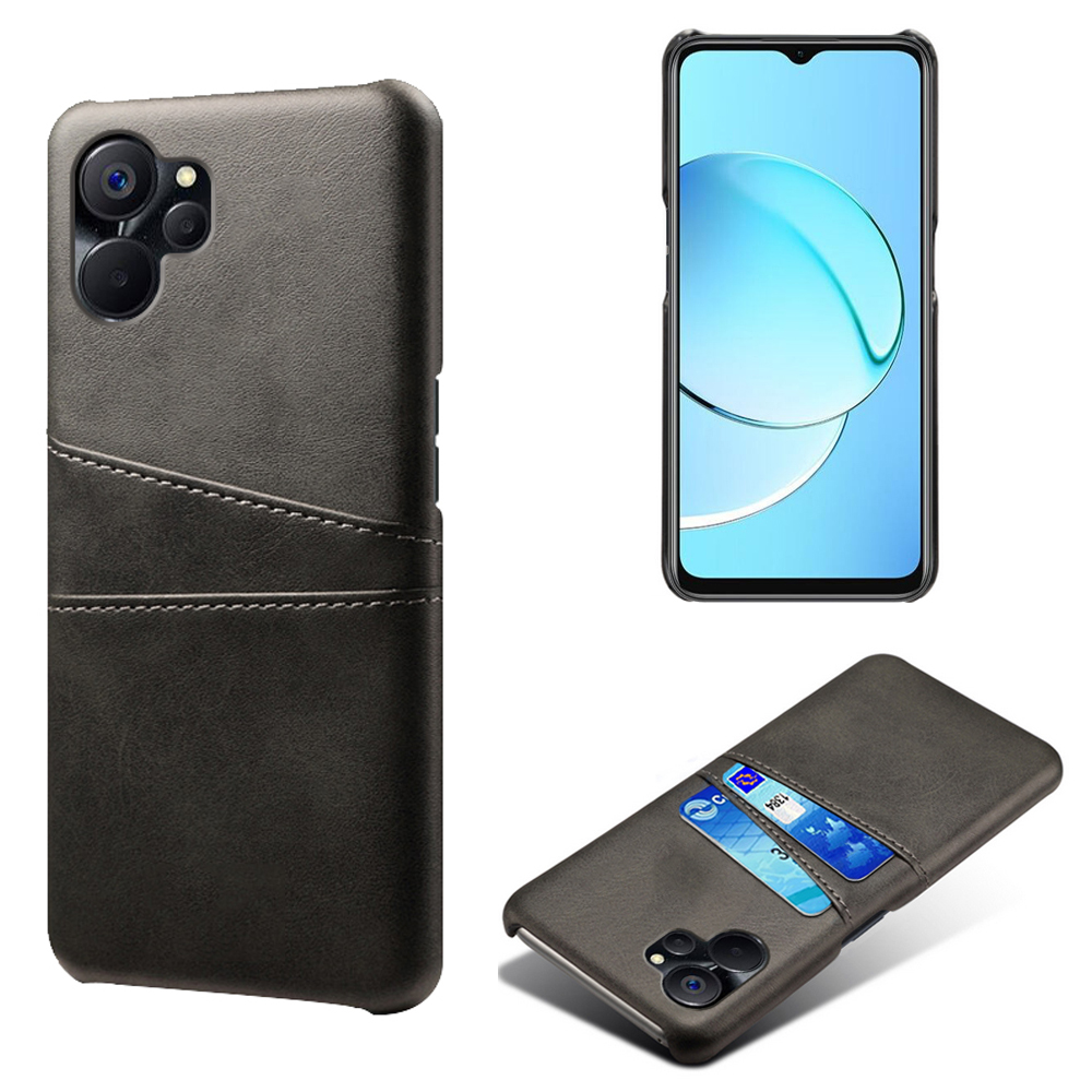 

Für Realme 10 5G PU Leder + Harte PC -shell Dual -card -slots Ultra Dünn Drop Protection Telefonabdeckung - Schwarz, Realme 10 5G