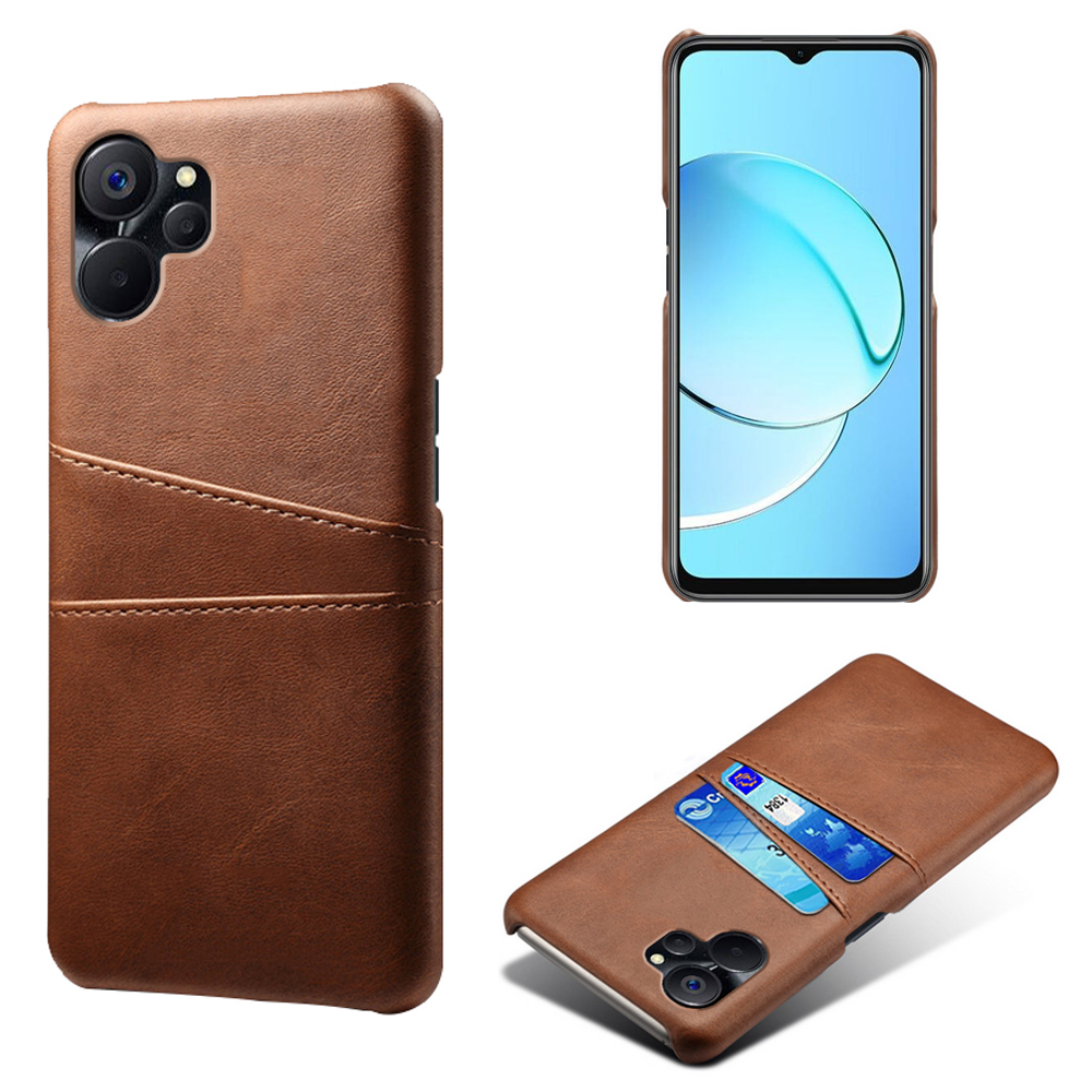 

Für Realme 10 5G PU Leder + Harte PC -shell Dual -card -slots Ultra Dünn Drop Protection Telefonabdeckung - Braun, Realme 10 5G