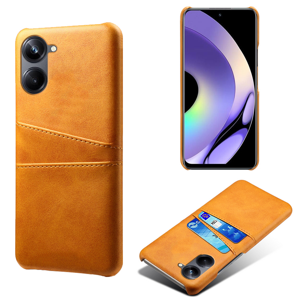 

Für Realme 10 Pro 5G Pu-leder Beschichtetes Hartpc Schockdichte Rückdeckabdeckung Dual-card-slots Anti-kratzer-schutzhülle - Orange, Realme 10 Pro 5G