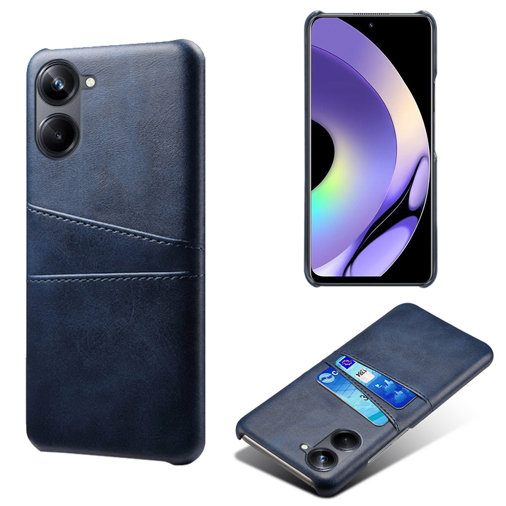 

Für Realme 10 Pro 5G Pu-leder Beschichtetes Hartpc Schockdichte Rückdeckabdeckung Dual-card-slots Anti-kratzer-schutzhülle - Blau, Realme 10 Pro 5G