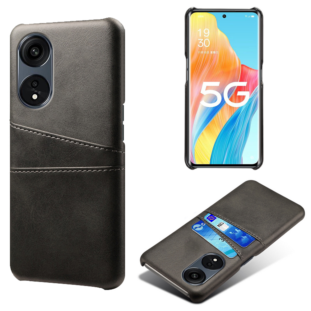 

Für Oppo A1 Pro 5G PU Leder Beschichtete Hartpc-telefonhülle Dual-card-slots Nicht-schlupf-verschleißschutzschutzabdeckung - Schwarz, Oppo A1 Pro 5G