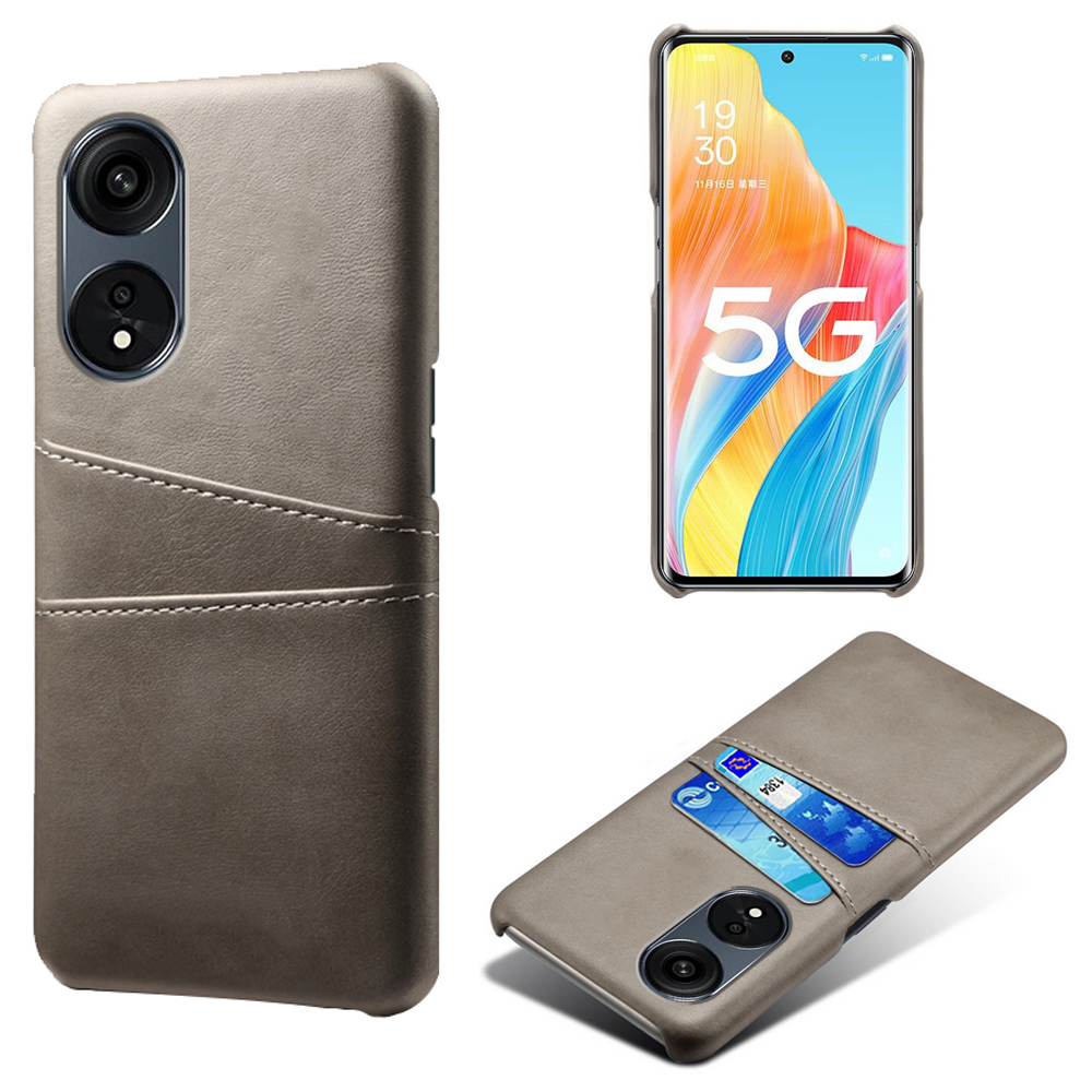 

Für Oppo A1 Pro 5G PU Leder Beschichtete Hartpc-telefonhülle Dual-card-slots Nicht-schlupf-verschleißschutzschutzabdeckung - Grau, Oppo A1 Pro 5G