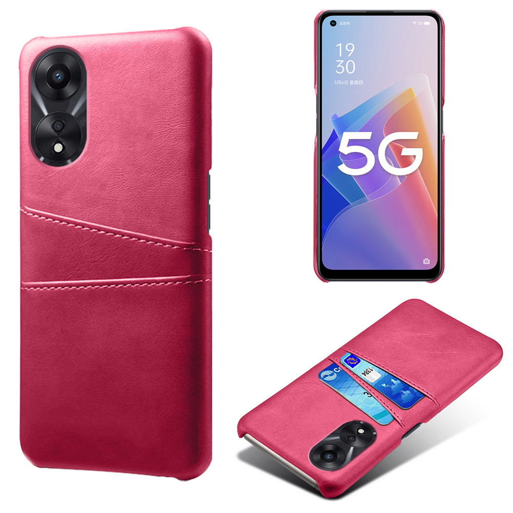 

Für Oppo A58 5G PU Leder Beschichtete Hartpc Anti-kratzer-telefonhülle Dual-card-slots Nicht-schlupf-ultra-schlank-telefon-rückzugabdeckung - Rose, Oppo A58 5G