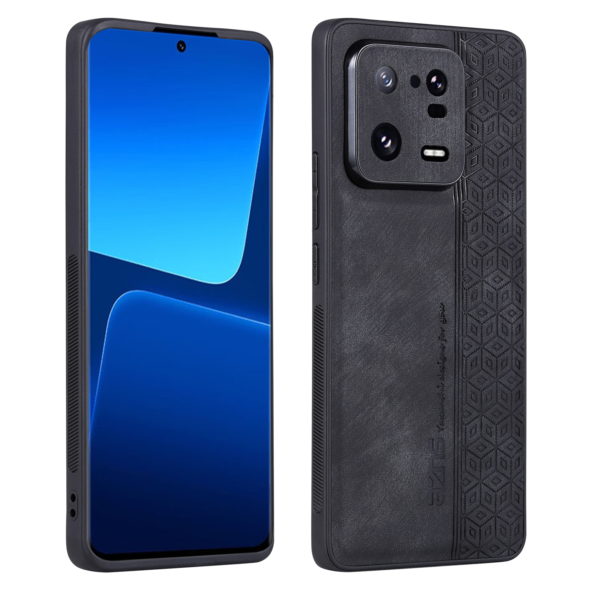 

Azns Für Xiaomi 13 Pro 5G Schocksicheres Pu-leder+tpu-telefonabdeckung Imprinzipiertes Muster Anti-kratzer-mobiltelefonhülle - Schwarz, Xiaomi 13 Pro 5G