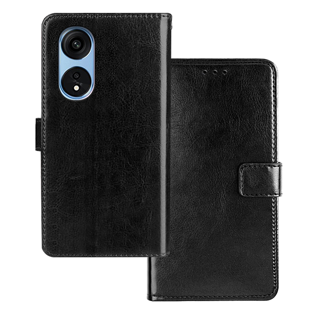 

IDEWEI Für Oppo A1 Pro 5G Crazy Horse Texture Telefon Brieftasche Abdeckung PU Leder Stand Anti-drop-telefonhülle - Schwarz, Oppo A1 Pro 5G