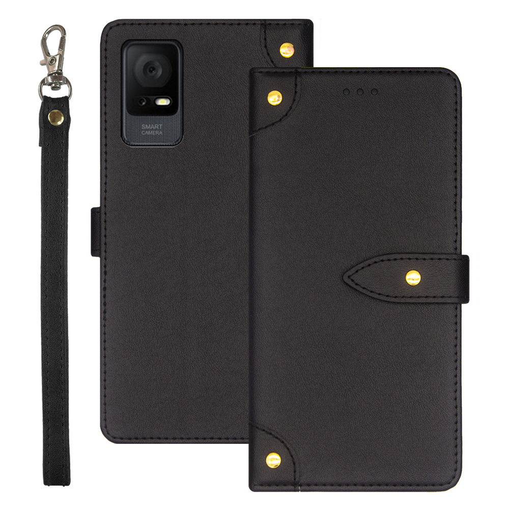 

IDEWEI Für TCL 405 Kartensteckplätze Phone Hülle Vollschutz PU Leder Faltbares Stand Folio Flip Cover - Schwarz, TCL 405