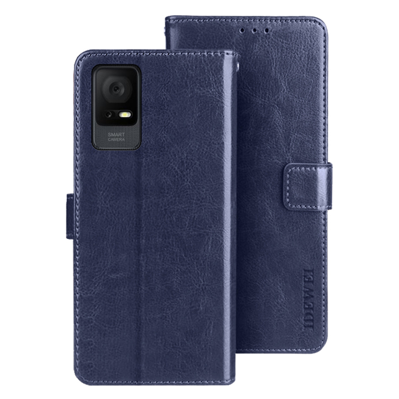 

IDEWEI Für TCL 405 Crazy Horse Textur PU Leder + TPU Telefon Hülle Ballet Wallet Schockdcover - Dunkelblau, TCL 405