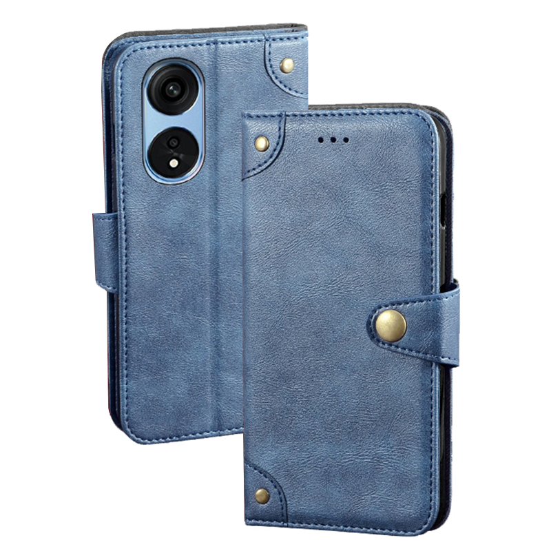 

IDEWEI Für Oppo A1 Pro 5G Feine Textur PU Lederständer Handy Hülle Schocksicheres Brieftasche Folio Flip Cover - Blau, Oppo A1 Pro 5G