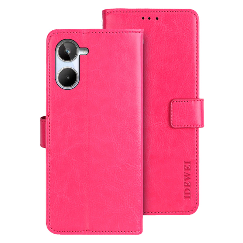 

Idewei Für Realme 10 4G Crazy Horse Textur PU Leder Telefon Brieftasche Faltbare Ständer Folio Flip Telefon Cover - Rose, Realme 10 4G