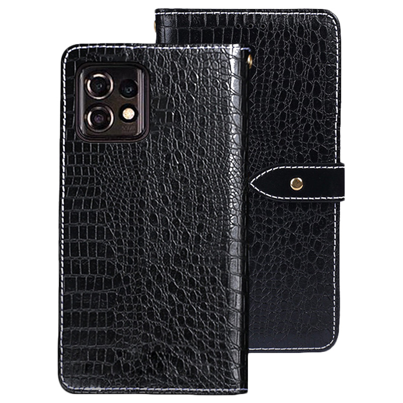 

Idewei Für Motorola Moto X40 5G Krokodil Textur Brieftasche PU Leder Vollschutz Telefonständer Abdeckung - Schwarz, Motorola Edge 40 Pro 5G
