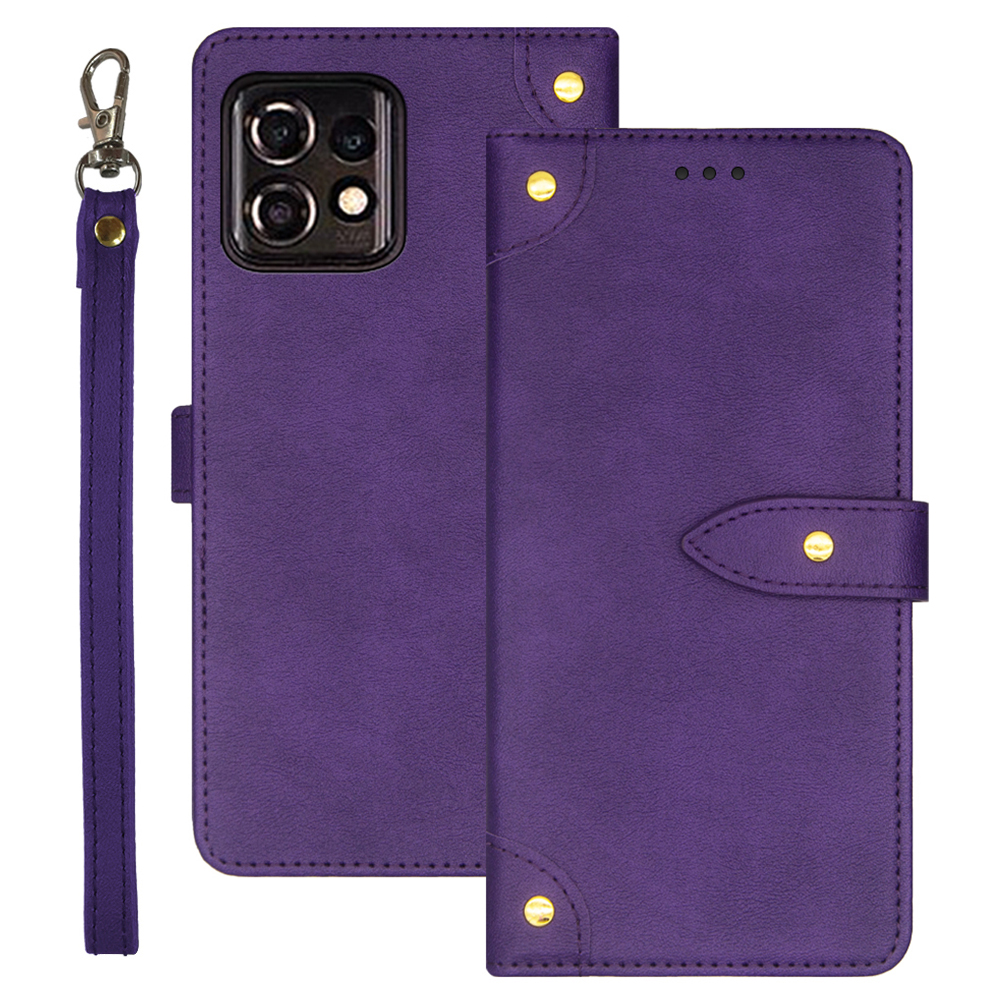 

IDEWEI Für Motorola Moto X40 5G PU Leder Phone Ständer Hülle Magnetverschluss Schocksicherer Kartenhalterabdeckung - Violett, Motorola Edge 40 Pro 5G