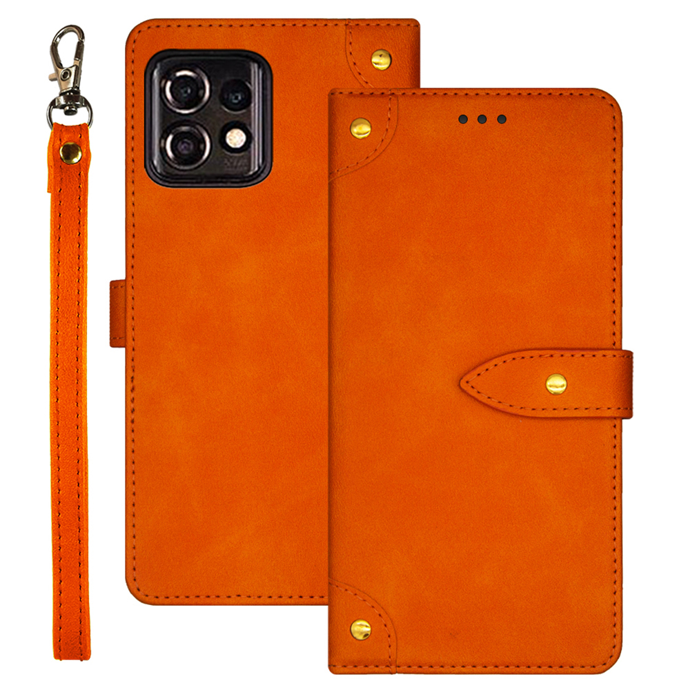 

IDEWEI Für Motorola Moto X40 5G PU Leder Phone Ständer Hülle Magnetverschluss Schocksicherer Kartenhalterabdeckung - Orange, Motorola Edge 40 Pro 5G