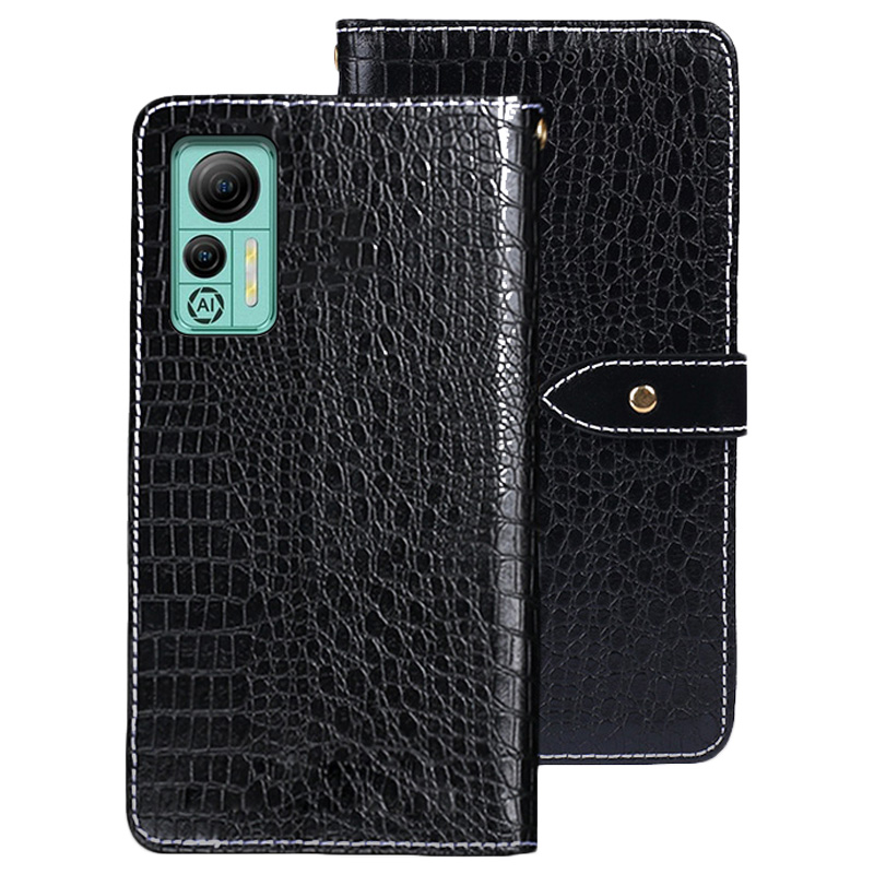 

Idewei Für Ulefone Note 14 Krokodile Textur pu Leder Brieftasche Hülle Magnetverschluss Faltbare Ständerabdeckung - Schwarz, Ulefone Note 14