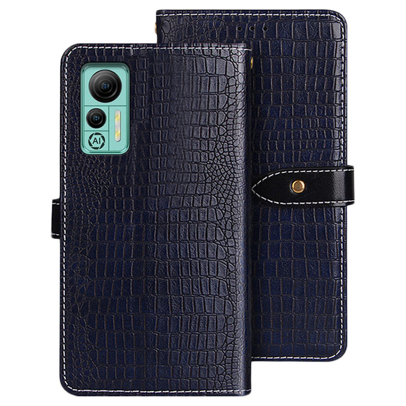 

Idewei Für Ulefone Note 14 Krokodile Textur pu Leder Brieftasche Hülle Magnetverschluss Faltbare Ständerabdeckung - Blau, Ulefone Note 14