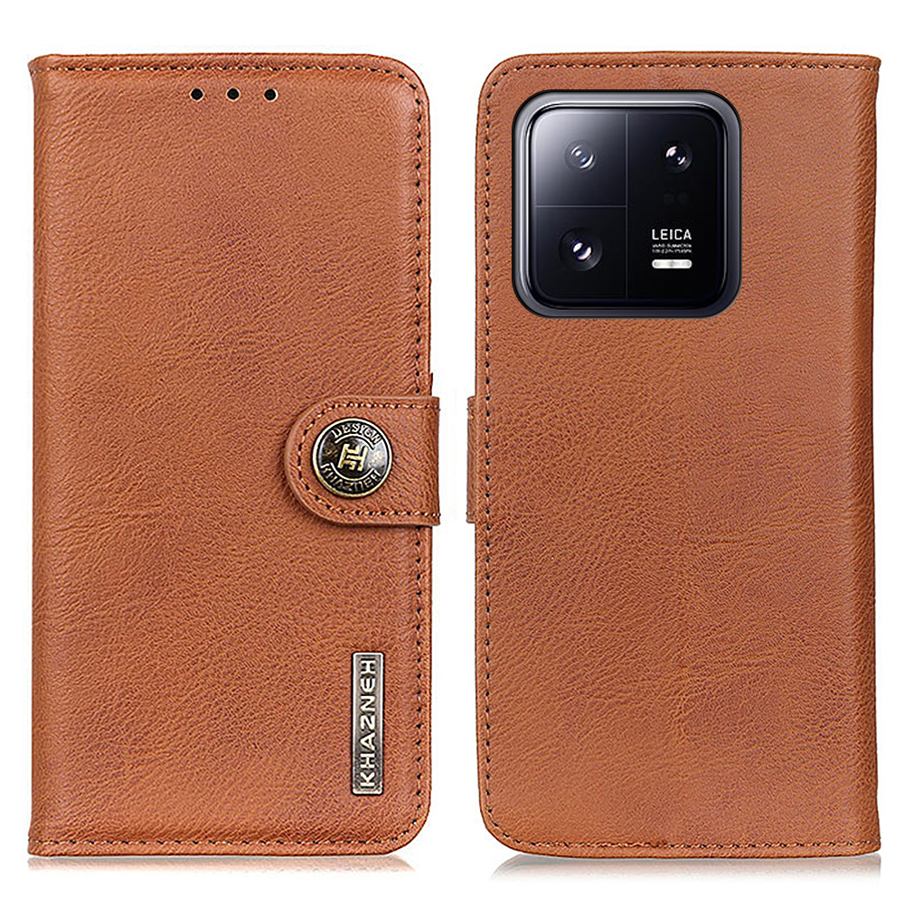 

Khazneh Anti-kratzer-mobiltelefonabdeckung Für Xiaomi 13 Pro 5G, Cowhide Textur PU Leder Schockdichte Flip Phone Wallet Hülle Faltbare Ständer - Braun, Xiaomi 13 Pro 5G