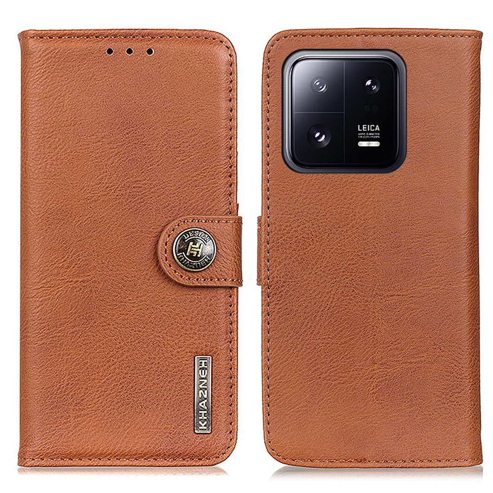 

Khazneh Für Xiaomi 13 5G Kuhlattenstruktur PU Leder Telefon Brieftasche Faltbare Ständer Anti-fall-schutz-schutzhandyabdeckung - Braun, Xiaomi 13