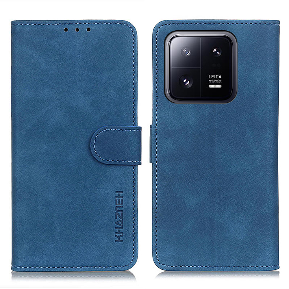 

Khazneh Für Xiaomi 13 5G Full Protection Telefonabdeckung Retro Textur Stand Wallet PU Leder Anti-schock-telefon Hülle - Blau, Xiaomi 13