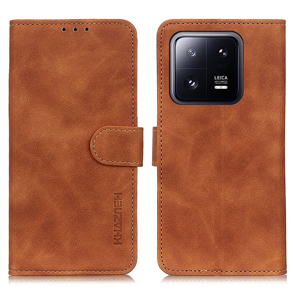 

Khazneh Für Xiaomi 13 5G Full Protection Telefonabdeckung Retro Textur Stand Wallet PU Leder Anti-schock-telefon Hülle - Braun, Xiaomi 13