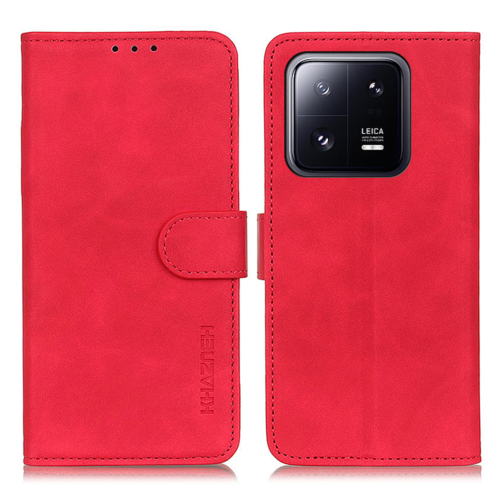 

Khazneh Für Xiaomi 13 5G Full Protection Telefonabdeckung Retro Textur Stand Wallet PU Leder Anti-schock-telefon Hülle - Rot, Xiaomi 13
