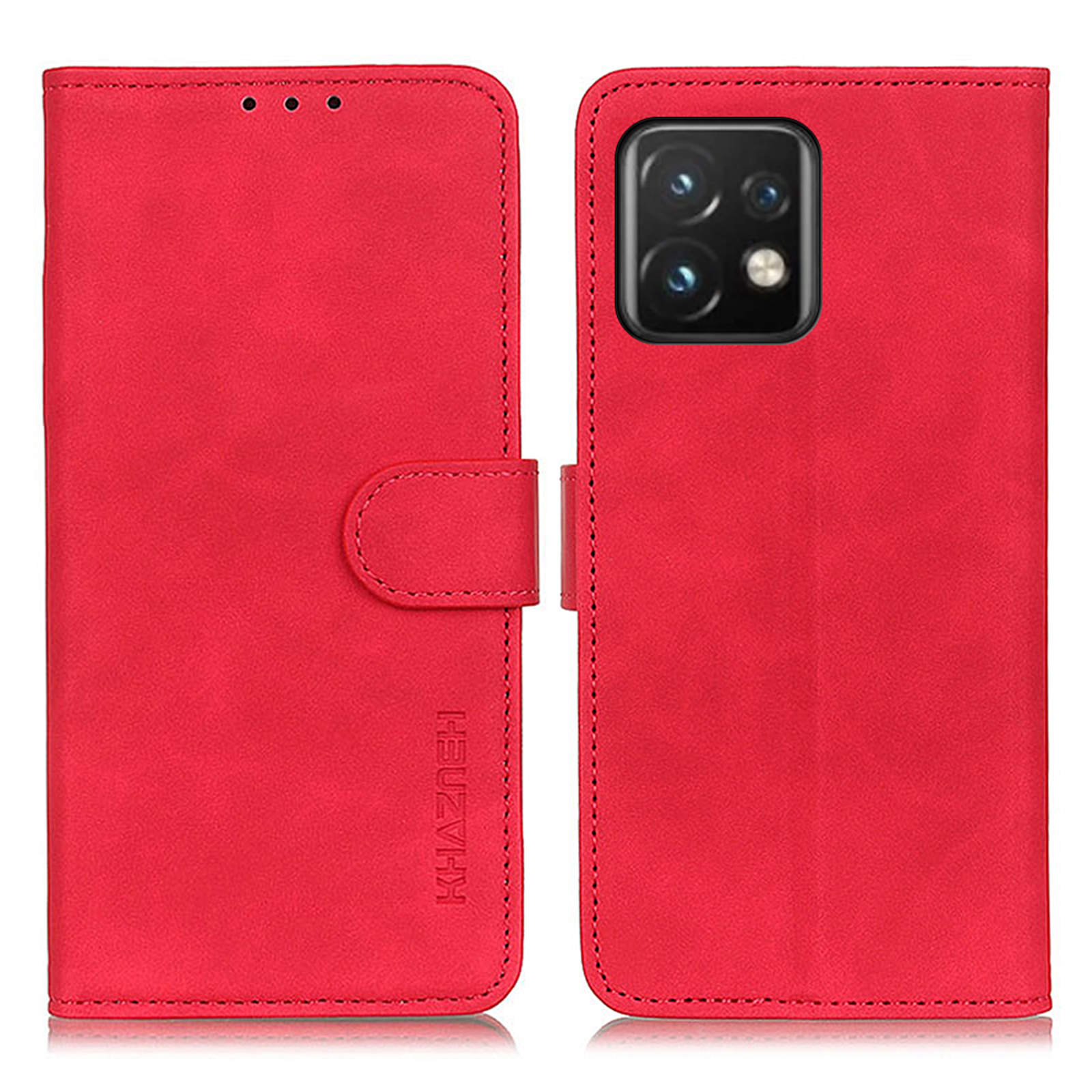 

Khazneh Für Motorola Moto X40 Pro 5G Anti-fall-handy-brieftasche Falten Ständer Retro Textur PU Leder + Innere Tpu-schutzhilfe - Rot, Motorola Moto X40 5G