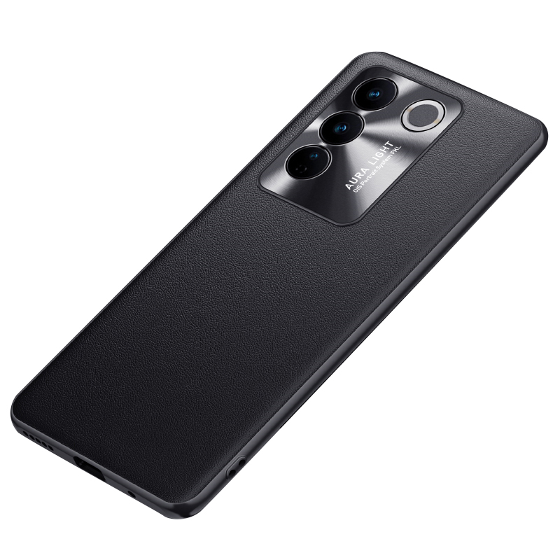 

Für Vivo S16 PU Lederbeschichtete TPU + PC Hybrid Deckung Anti-kratzer-mobiltelefonschutzhülle - Schwarz, vivo S16