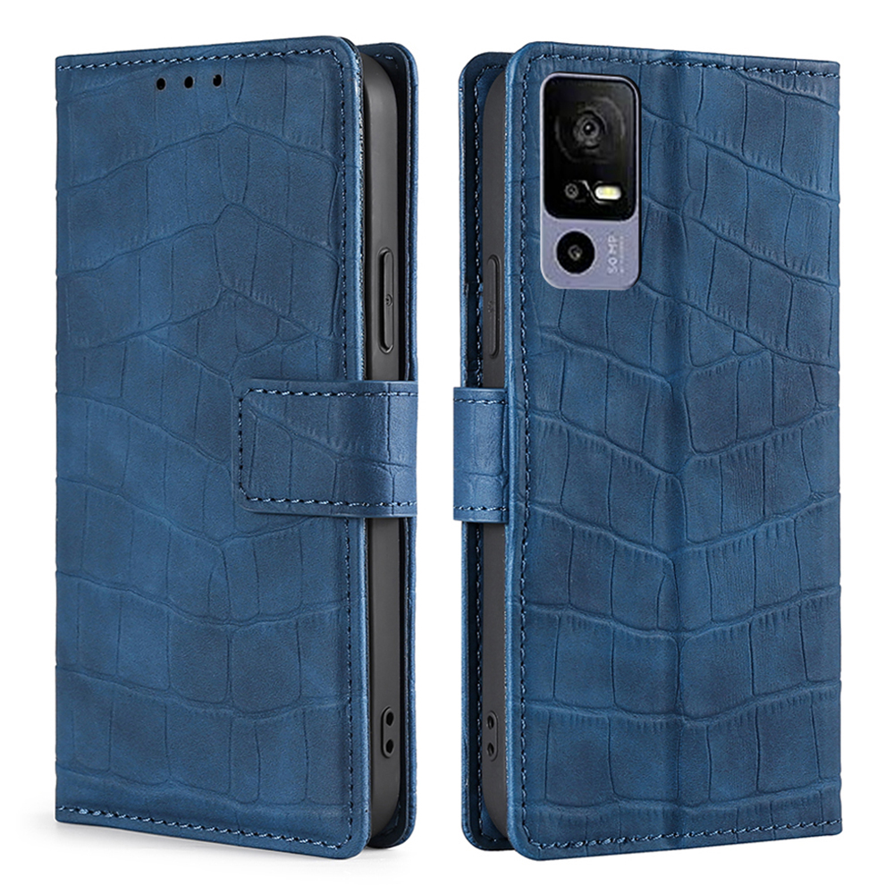 

Crocodile Textur Wallet Stand Hülle Für TCL 40R 5G, Haut-touch-pu-lederschockdelie-handy-abdeckung - Blau, TCL 40R 5G