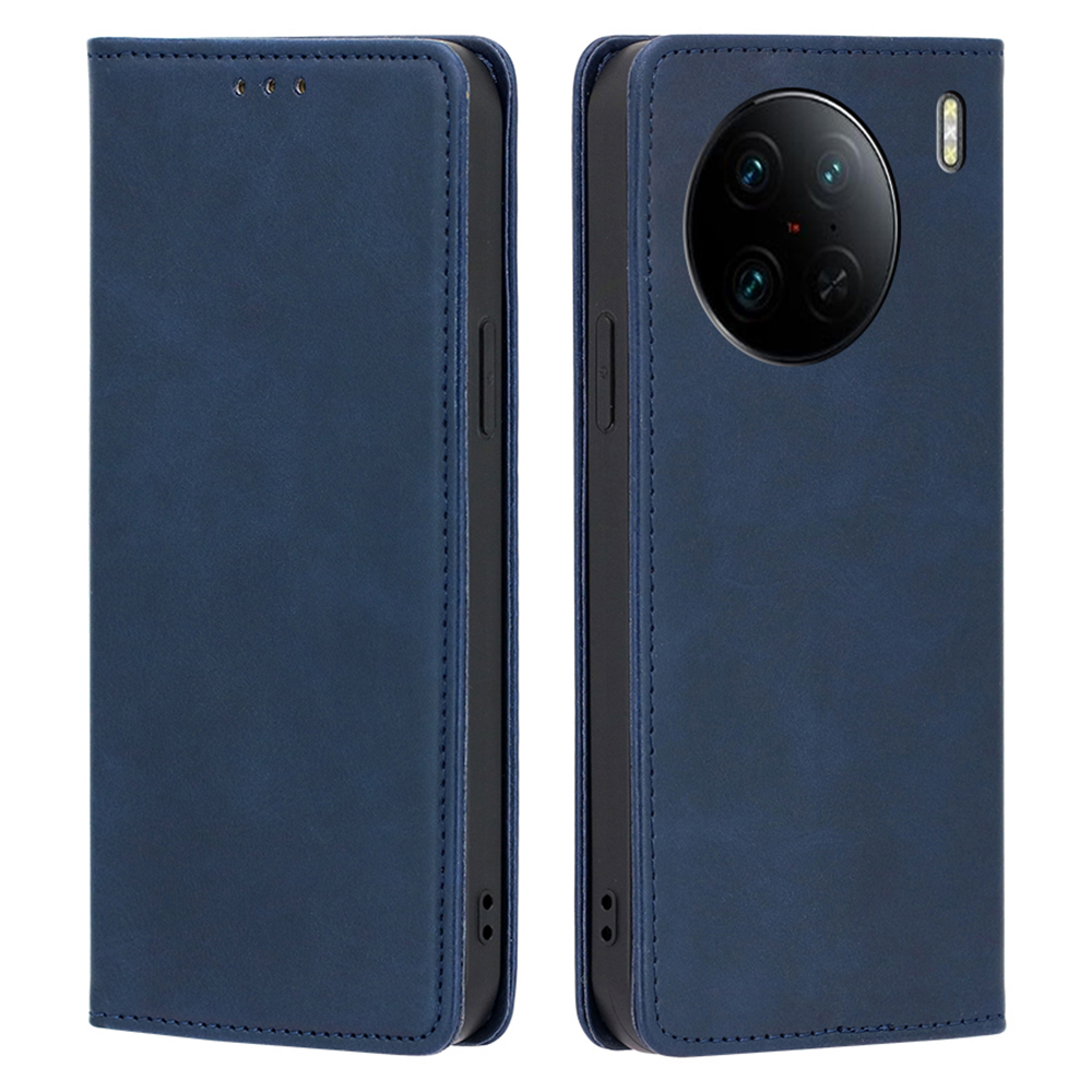 

Für Vivo X90 Pro 5g Kalbstextur PU Leder Magnetisch Automatisch Absorbiert - Blau, vivo X90 Pro 5G
