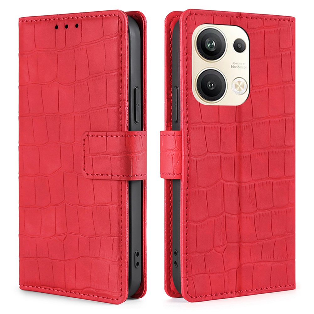 

Für Oppo Reno9 Pro+ 5G Crocodile Texture Phone Hülle Hauttouch Feel PU Leder Brieftasche Magnetische Verschlussabdeckung - Rot, Oppo Reno9 Pro+ 5G