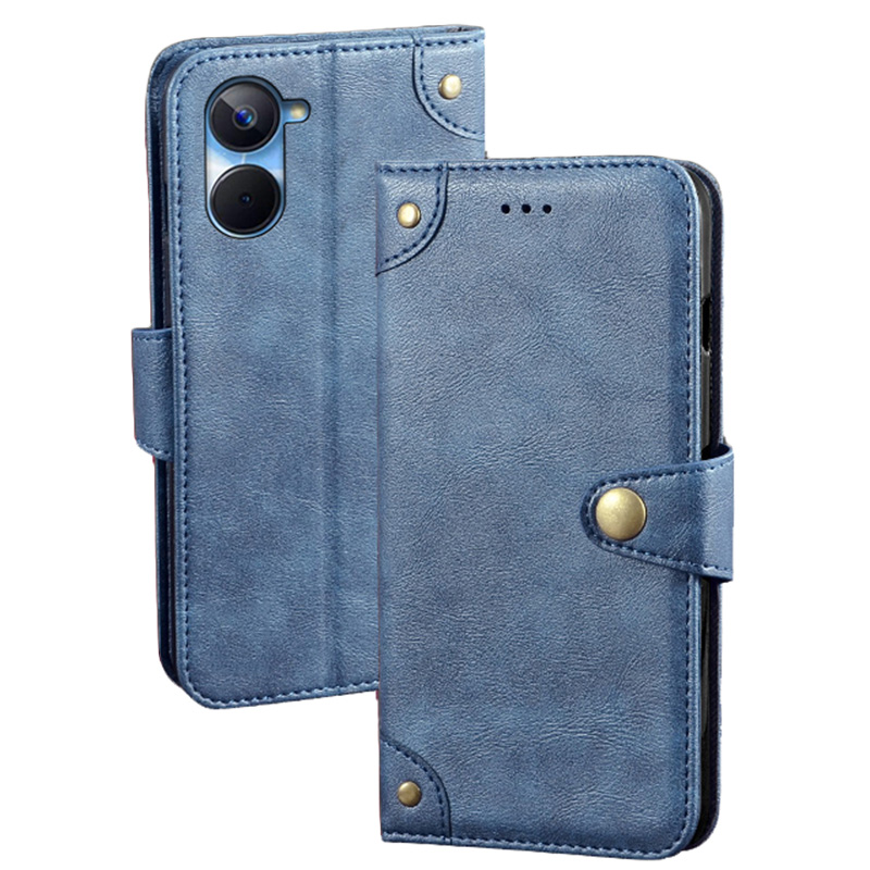 

Idewei Für Realme 10s 5G Kratzfeste Feine Textur PU Leder Telefon Hülle Wallet Stand Handyabdeckung - Blau, Realme 10s 5G