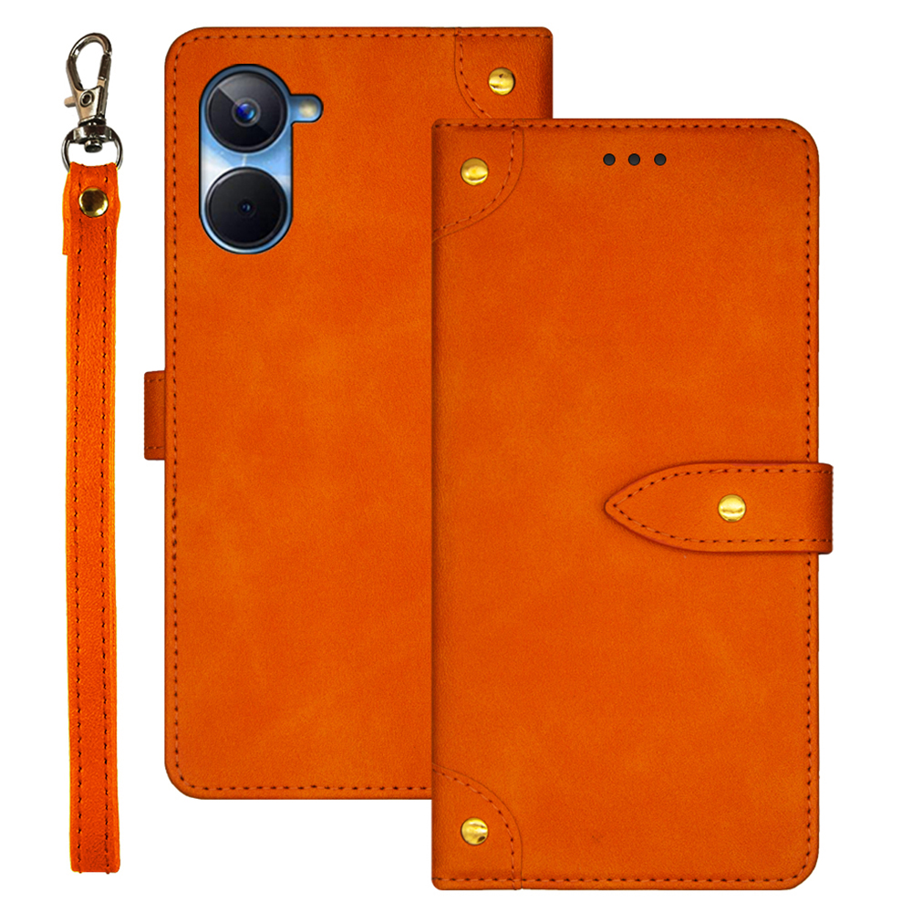

Idewei Für Realme 10s 5G PU Leder Telefonständer Hülle Drop Resistent Magnetisch Verschluss Schockdcover Kartenhalter Abdeckung - Orange, Realme 10s 5G
