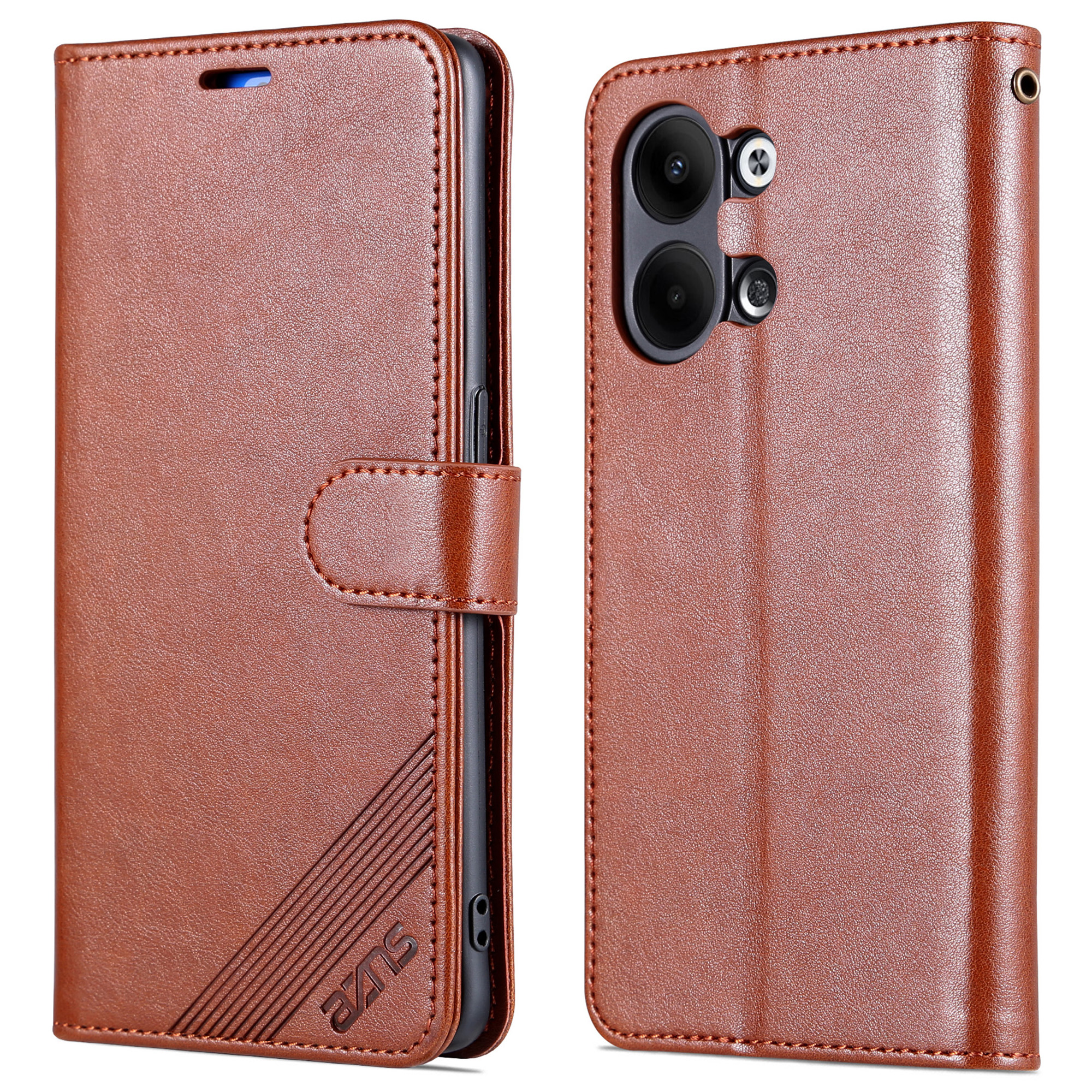 

AZNS Strukturierte PU -lederstand Hülle Für Oppo Reno9 5g / Reno9 Pro 5G, Magnetverschluss Anti-kollisions-brieftaschen-telefonabdeckung - Braun, Oppo Reno9 5G