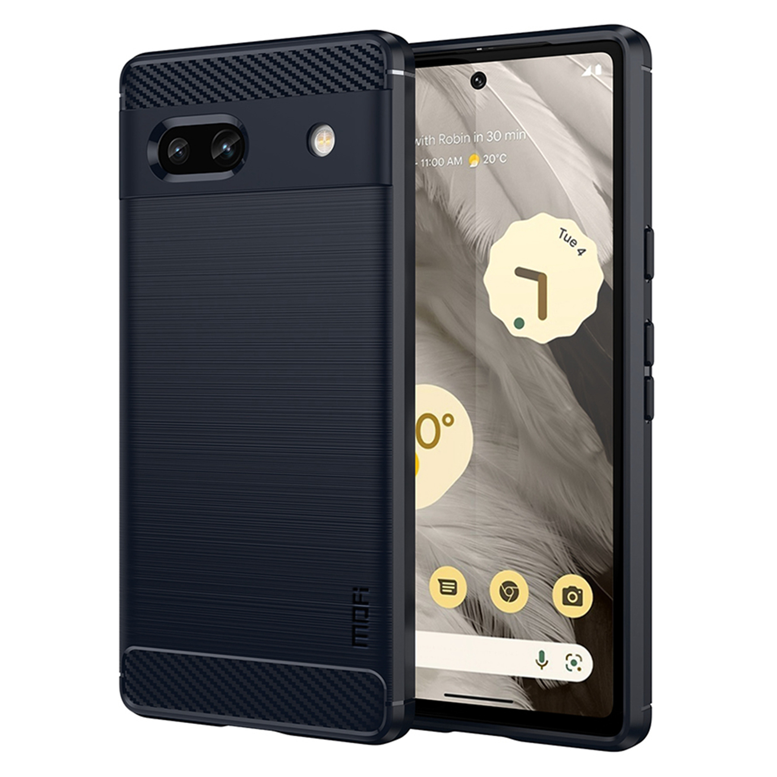 

MOFI JK TPU Serie-1 Für Google Pixel 7a Drop-proof-telefonhülle Carbonfaser Gebürstet TPU Kratzfestem Telefon Rückzug - Blau, Google Pixel 7a