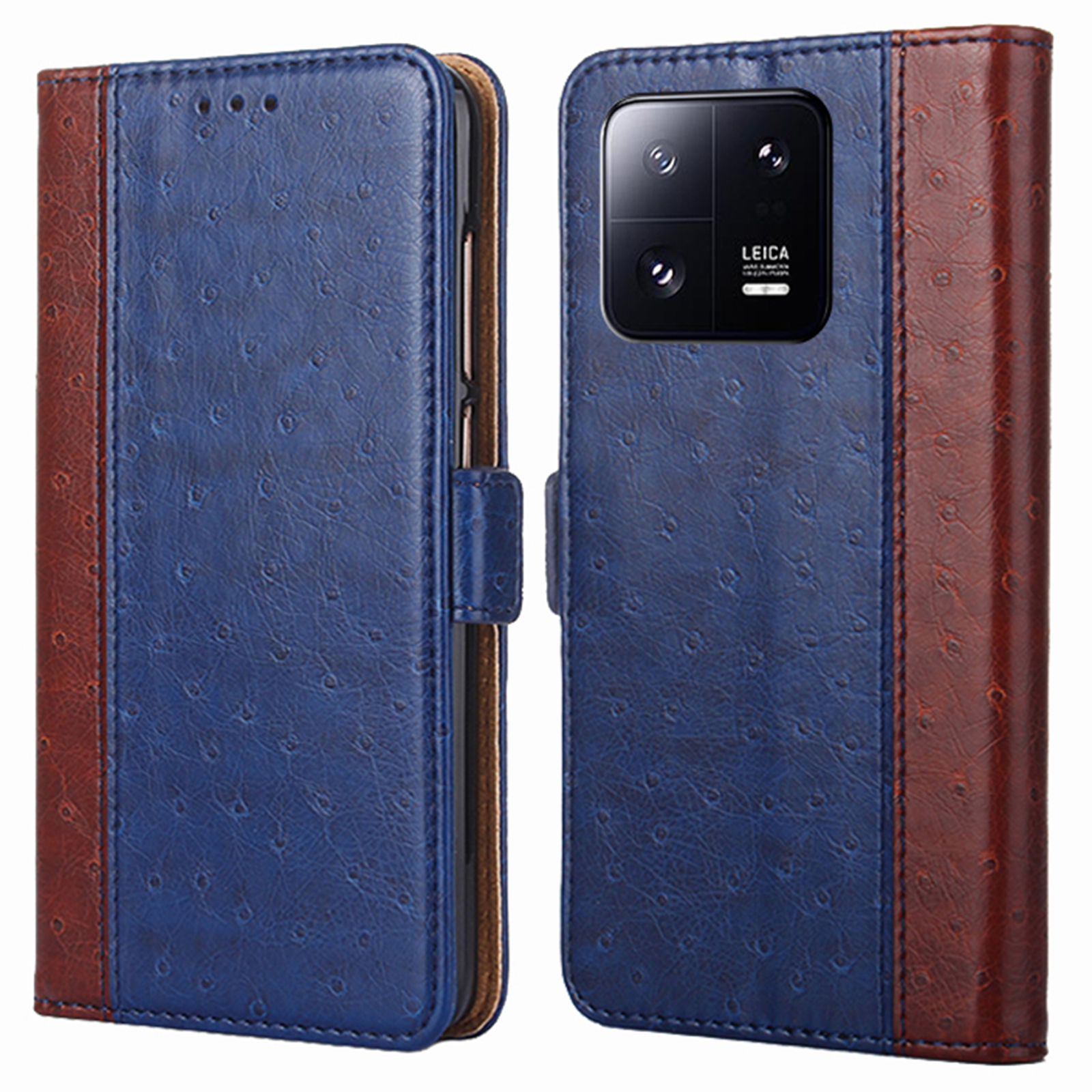 

Flip Leder -telefonhülle Für Xiaomi 13 Pro 5g Strauß Textur Magnetverschluss Brieftasche Ständer Stoßdichter Handyabdeckung - Blau, Xiaomi 13 Pro 5G