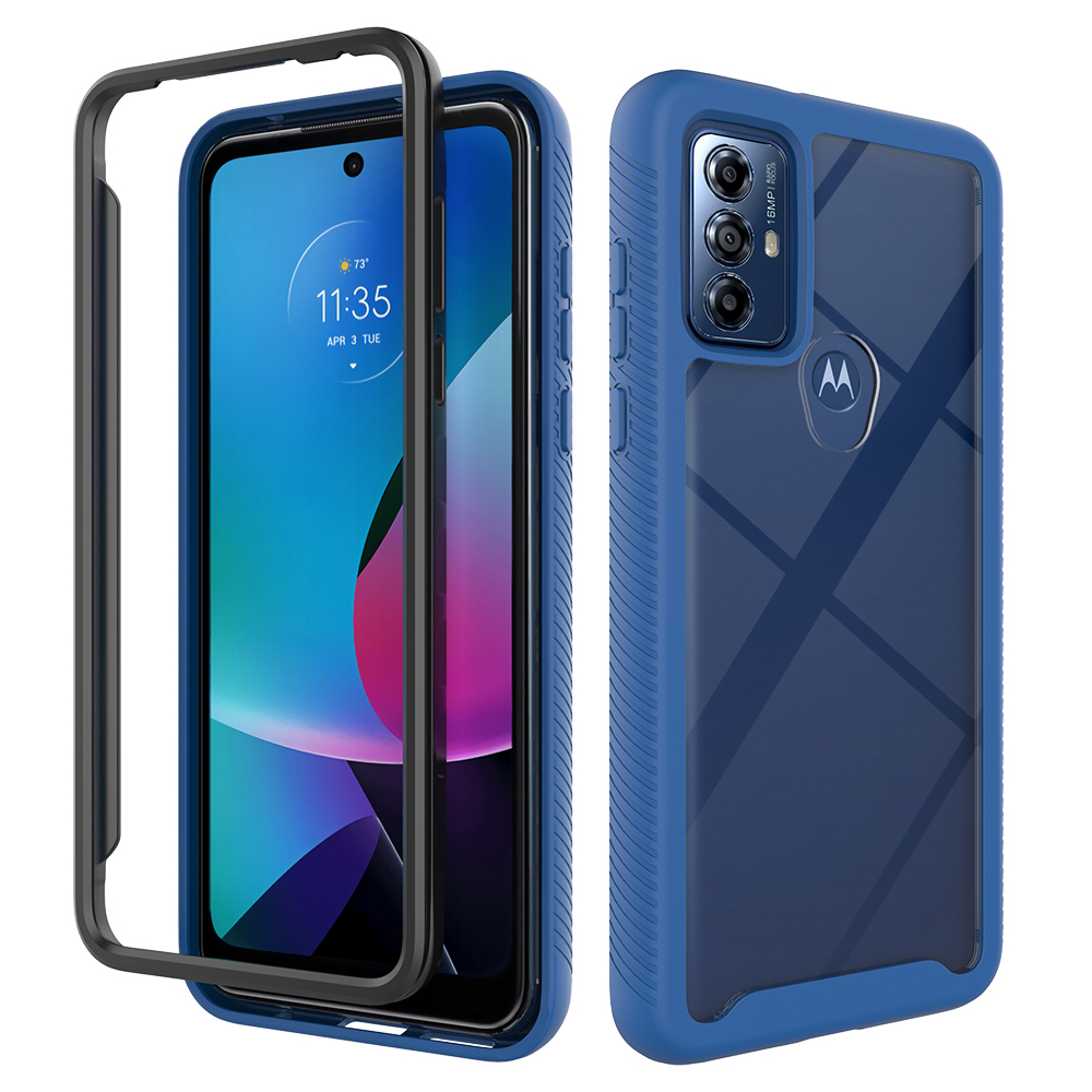 

Für Motorola Moto G Play (2023) 4G Anti-drop Transparentes Telefongehäuse Hartes Acryl + PC + Soft TPU Hybridabdeckung - Dunkelblau, Motorola Moto G Play (2023) 4G