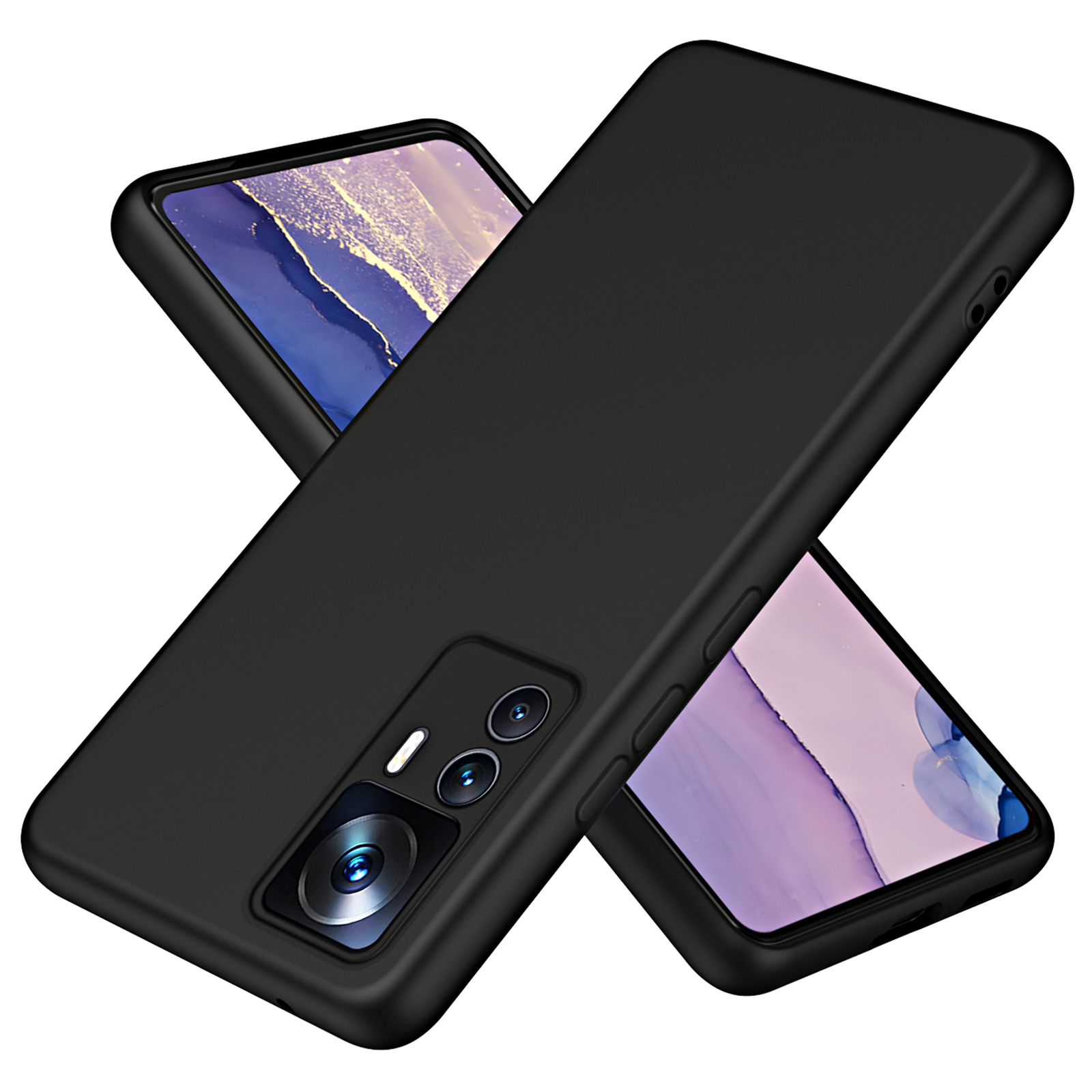 

Für Xiaomi 12T 5G / 12t Pro 5g / Redmi K50 Ultra 5G Anti-drop-telefonhülle 2,2 mm Dicke Faserfaserfaserfasern Gummierte Tpu-schutzabdeckung - Schwarz, Xiaomi 12T 5G