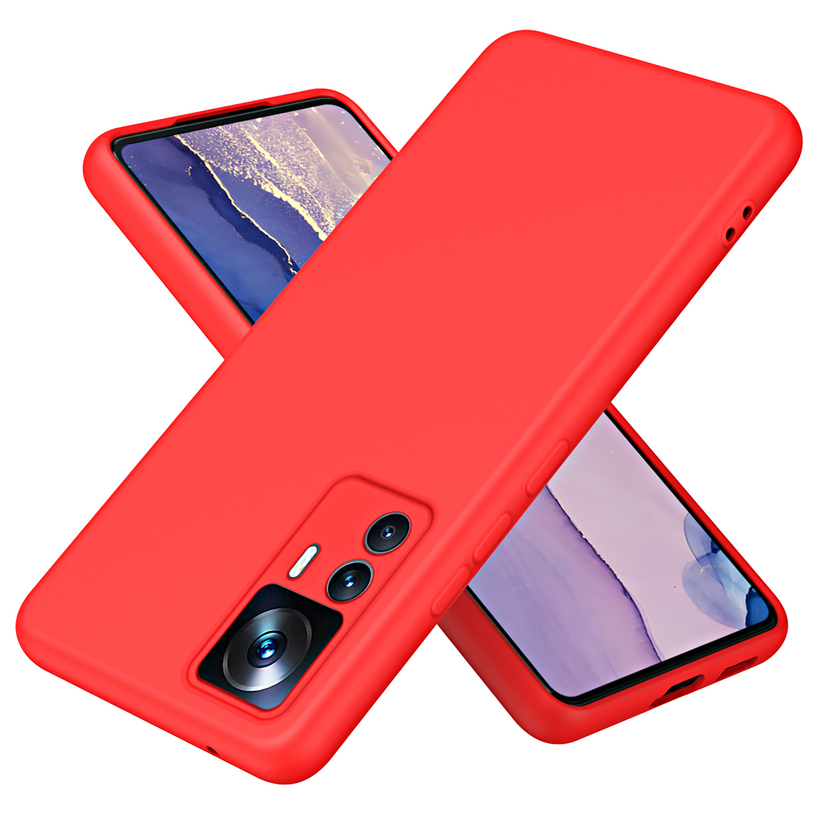 

Für Xiaomi 12T 5G / 12t Pro 5g / Redmi K50 Ultra 5G Anti-drop-telefonhülle 2,2 mm Dicke Faserfaserfaserfasern Gummierte Tpu-schutzabdeckung - Rot, Xiaomi 12T 5G