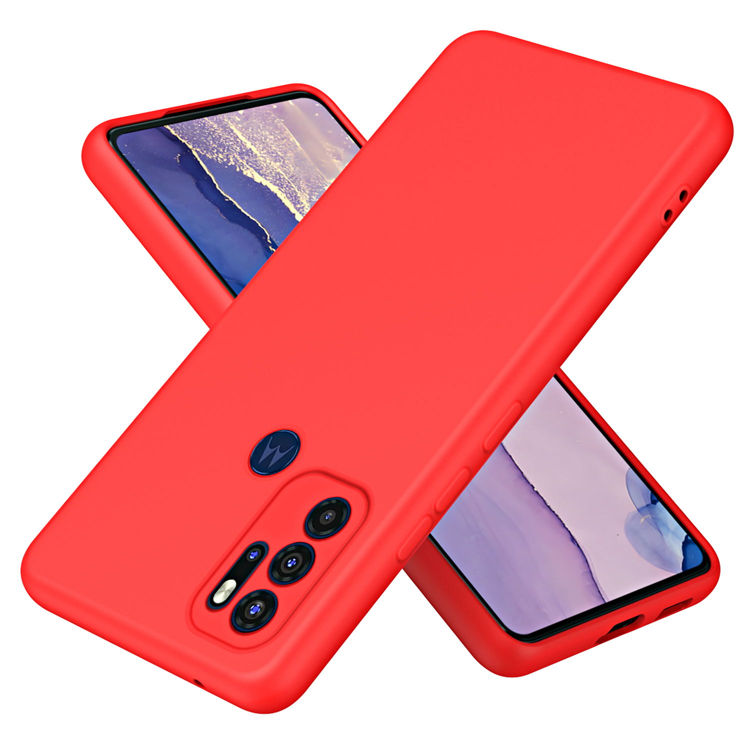 

Für Motorola Moto G60s-anti-drogen-anti-kratzer-hülle 2,2 mm Dicke Faserfaserfaserfabrik Gummiziertes Tpu-telefonschutzabdeckung - Rot, Motorola Moto G60S