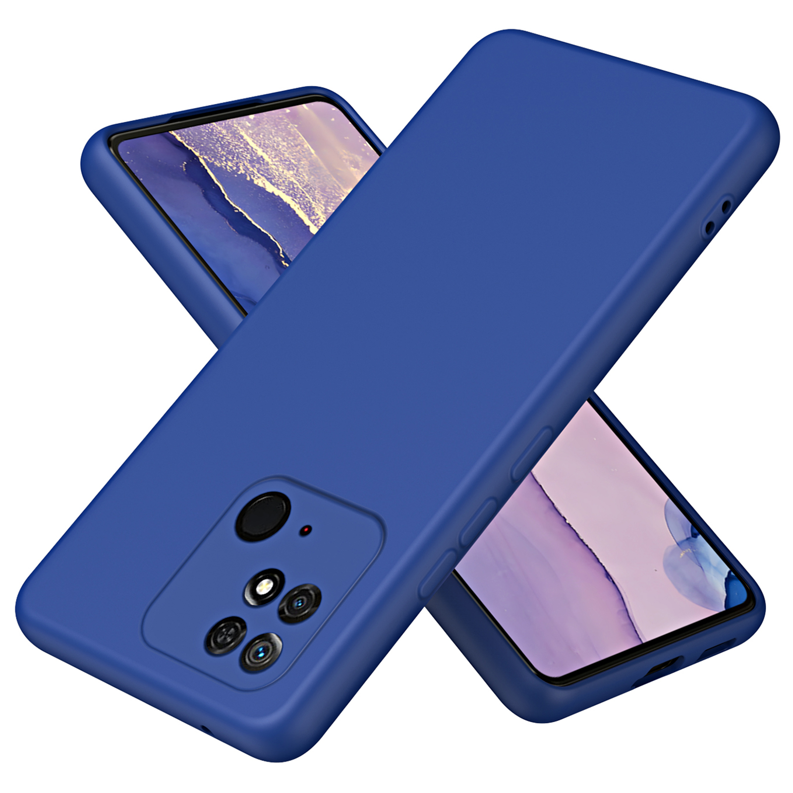 

Für Xiaomi Redmi 10C 4G Gummiziert Flexible TPU Schockfeste Abdeckung Faserfaser 2,2 mm Dicke Drop-proof-telefonhülle - Blau, Xiaomi Redmi 10C 4G