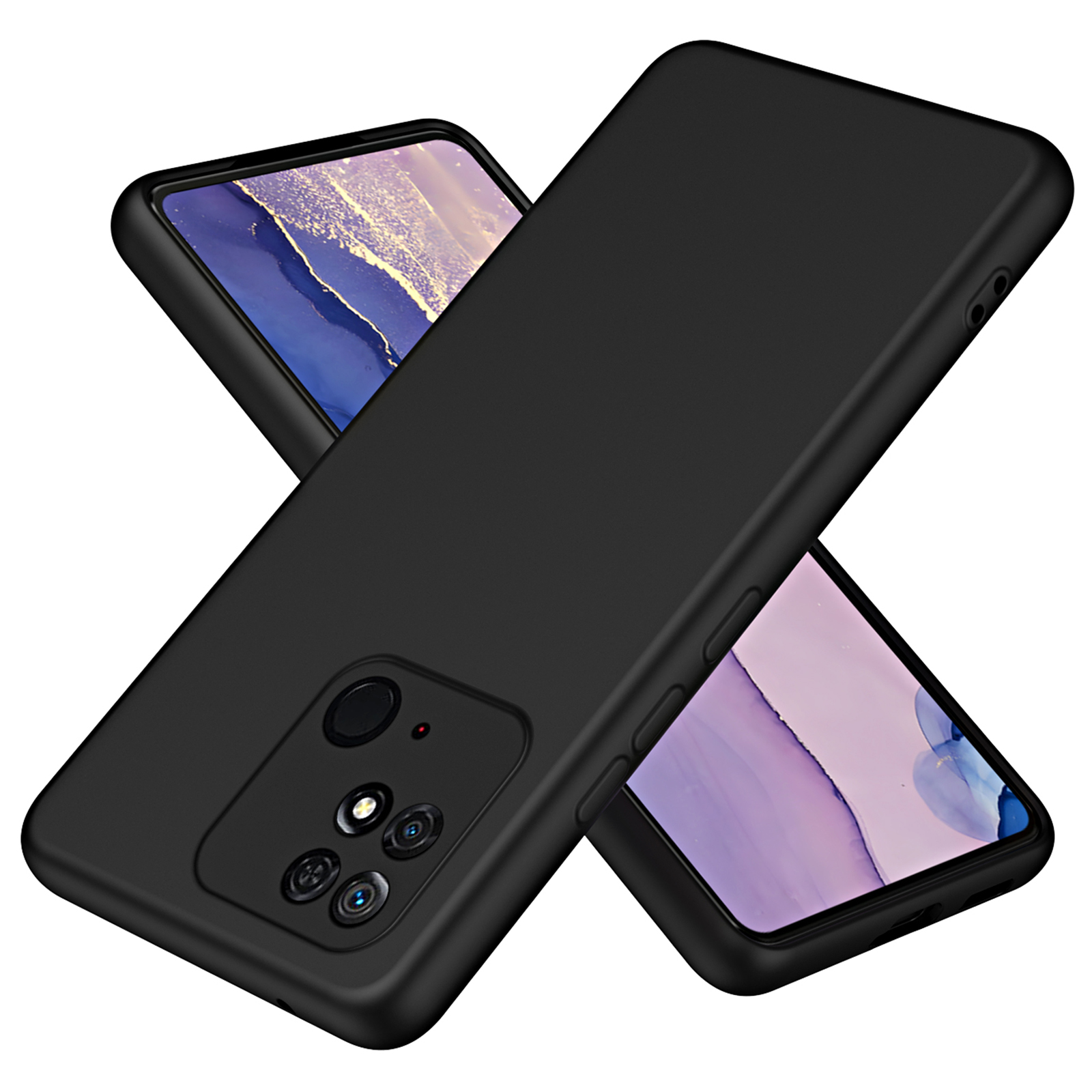 

Für Xiaomi Redmi 10C 4G Gummiziert Flexible TPU Schockfeste Abdeckung Faserfaser 2,2 mm Dicke Drop-proof-telefonhülle - Schwarz, Xiaomi Redmi 10C 4G