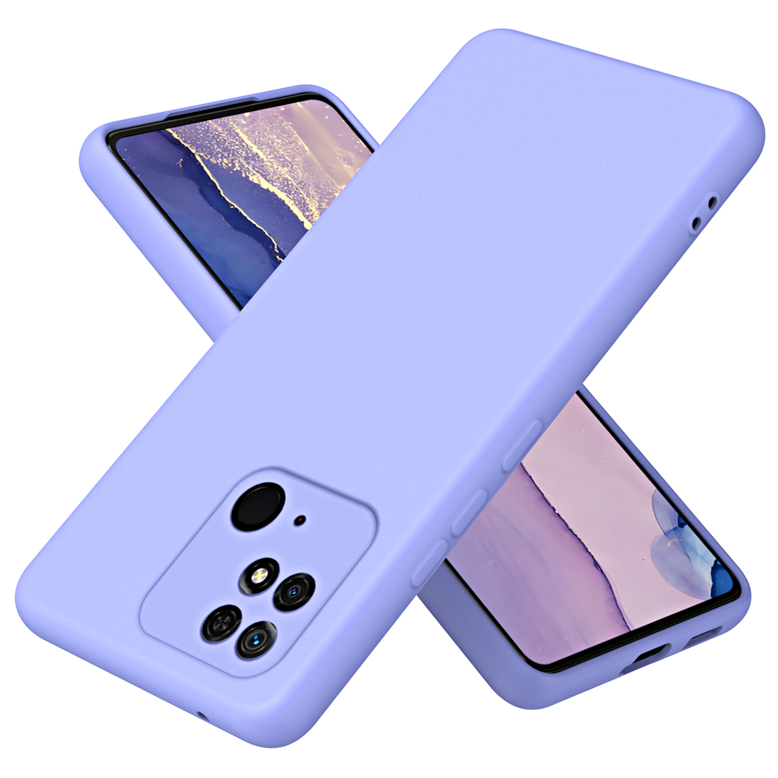 

Für Xiaomi Redmi 10C 4G Gummiziert Flexible TPU Schockfeste Abdeckung Faserfaser 2,2 mm Dicke Drop-proof-telefonhülle - Violett, Xiaomi Redmi 10C 4G