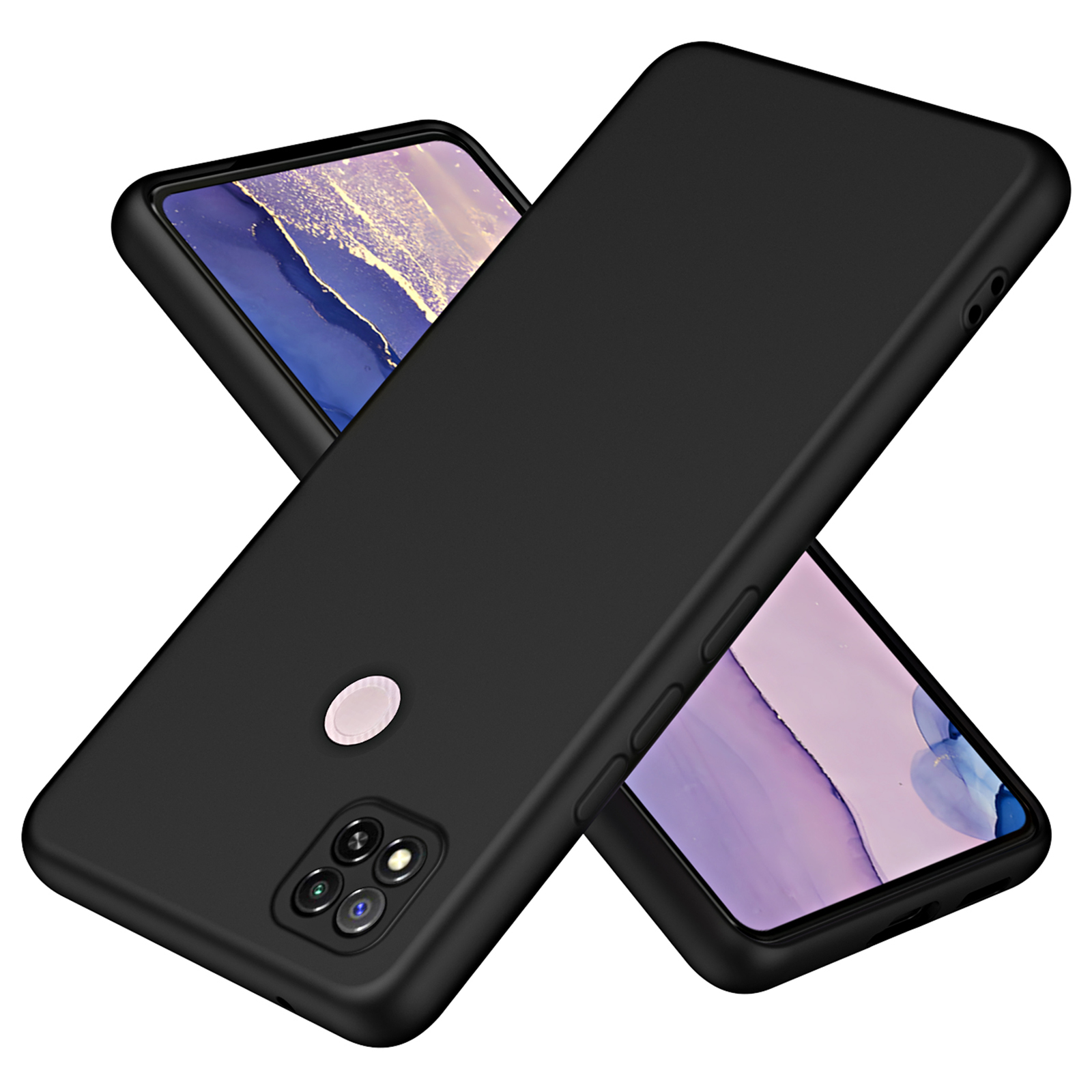 

Für Xiaomi Redmi 9c / 9c NFC / 10A Faserfaserfutter Gummiert Flexible Tpu-drop-proof-abdeckung 2,2 mm Dicke Telefon Stoßdämpfer - Schwarz, Xiaomi Redmi 9C
