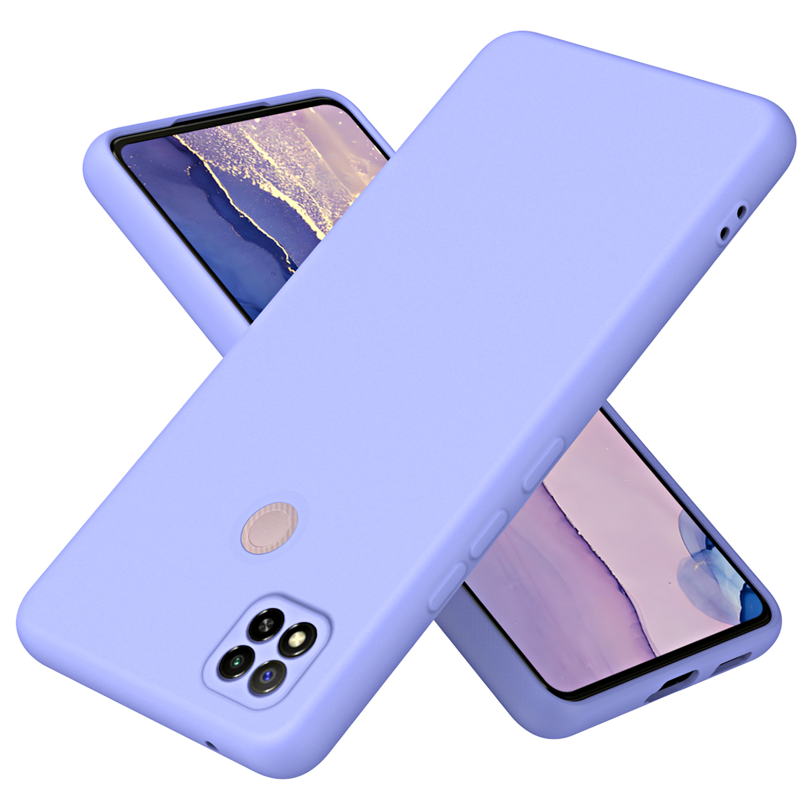 

Für Xiaomi Redmi 9c / 9c NFC / 10A Faserfaserfutter Gummiert Flexible Tpu-drop-proof-abdeckung 2,2 mm Dicke Telefon Stoßdämpfer - Violett, Xiaomi Redmi 9C