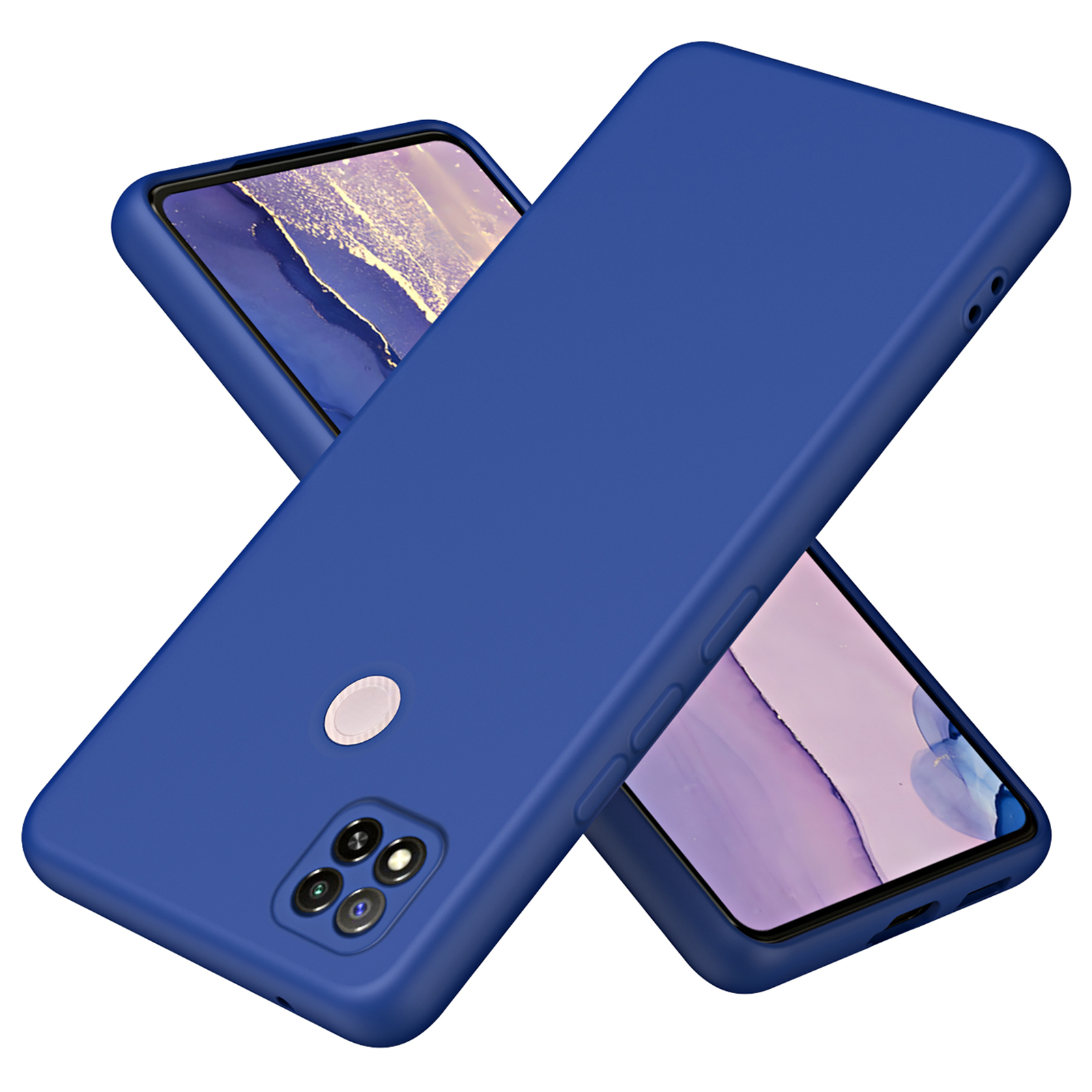 

Für Xiaomi Redmi 9c / 9c NFC / 10A Faserfaserfutter Gummiert Flexible Tpu-drop-proof-abdeckung 2,2 mm Dicke Telefon Stoßdämpfer - Blau, Xiaomi Redmi 9C