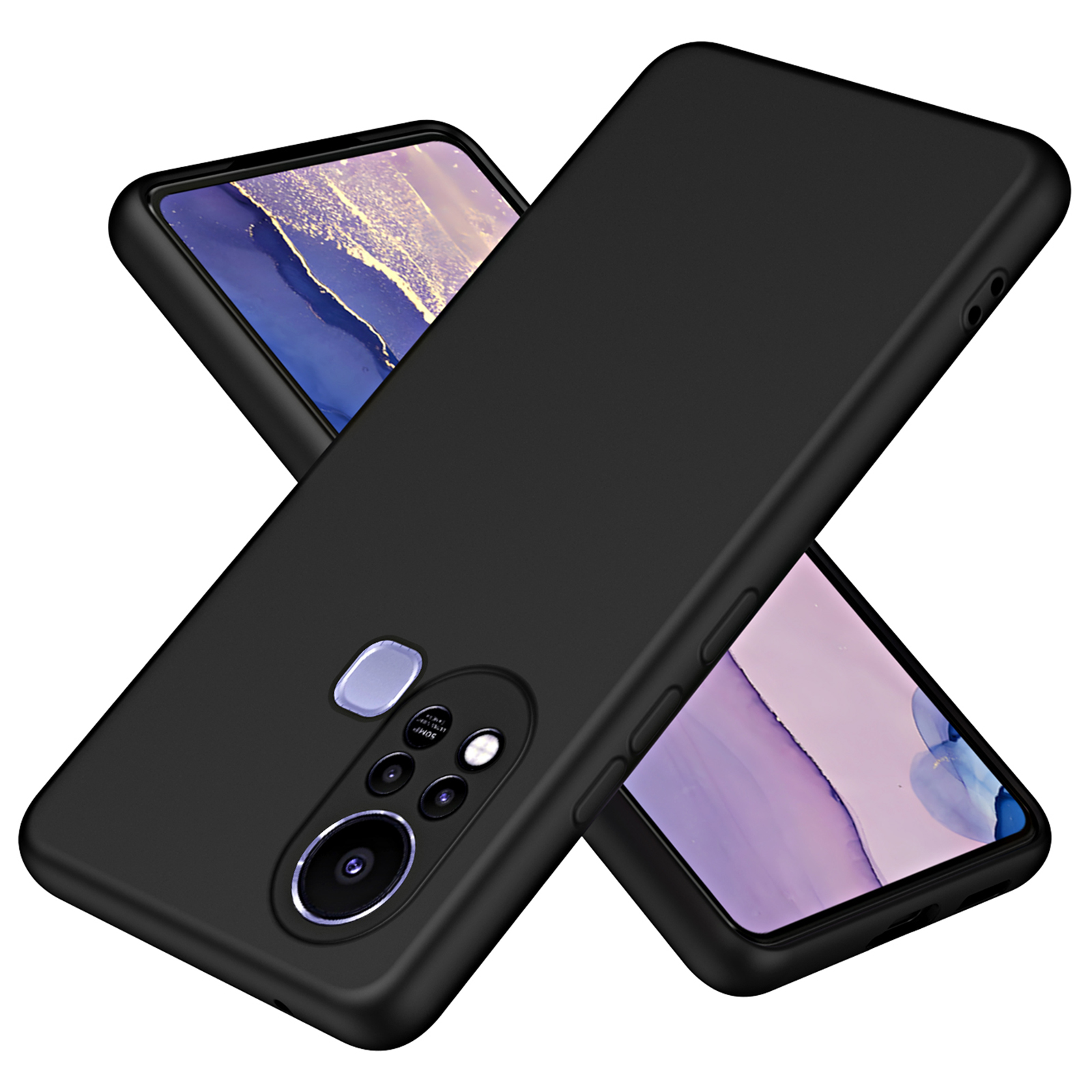 

Für Infinix Hot 11s Gummizierte TPU 2,2 mm Dicke Anti-kratzer-telefonhülle Faserkissen Schutzschutz Nicht-schlupf-rückenabdeckung - Schwarz, Infinix Hot 11s
