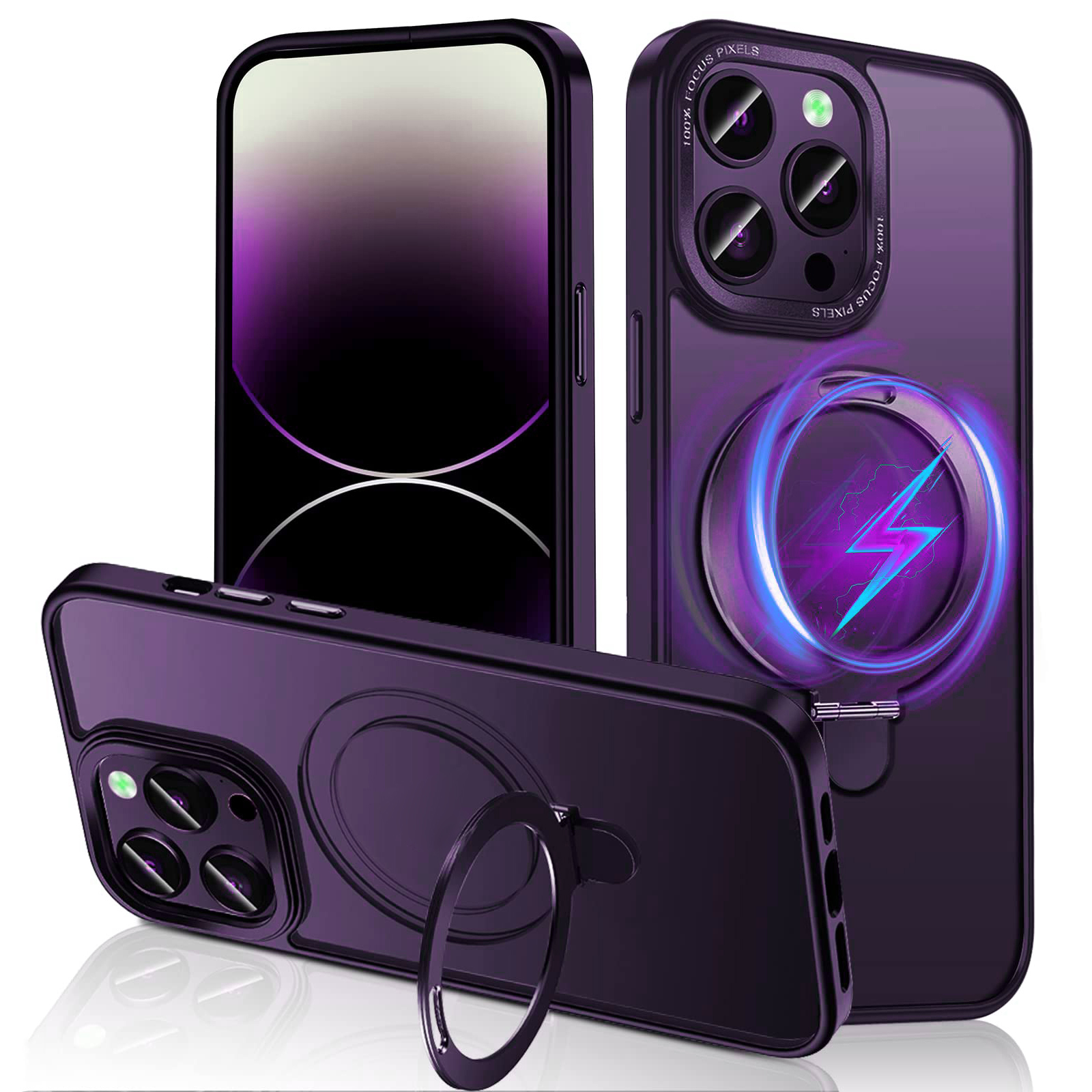 

Телефонная Крышка Для Iphone 14 Pro, Совместимая с Матрицей Матового Телефона Magsafe Mathte Case Kickster - Фиолетовый, iPhone 14 Pro