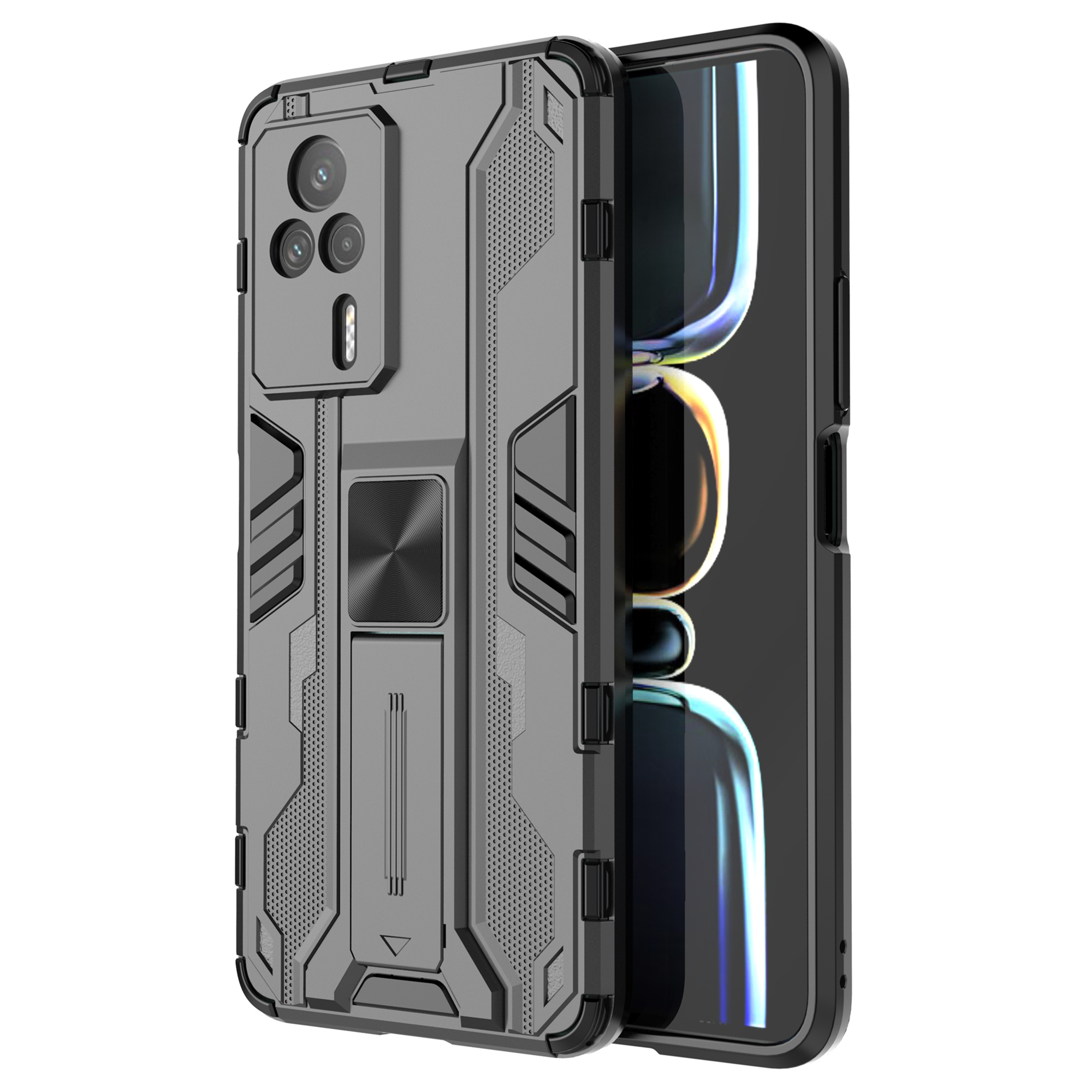 

Für Xiaomi Redmi K60E 5G Hard PC Soft TPU Drop Protection Phone Hülle Kickstand Stoßdämpfer Schutzschutzabdeckung - Schwarz, Xiaomi Redmi K60E 5G
