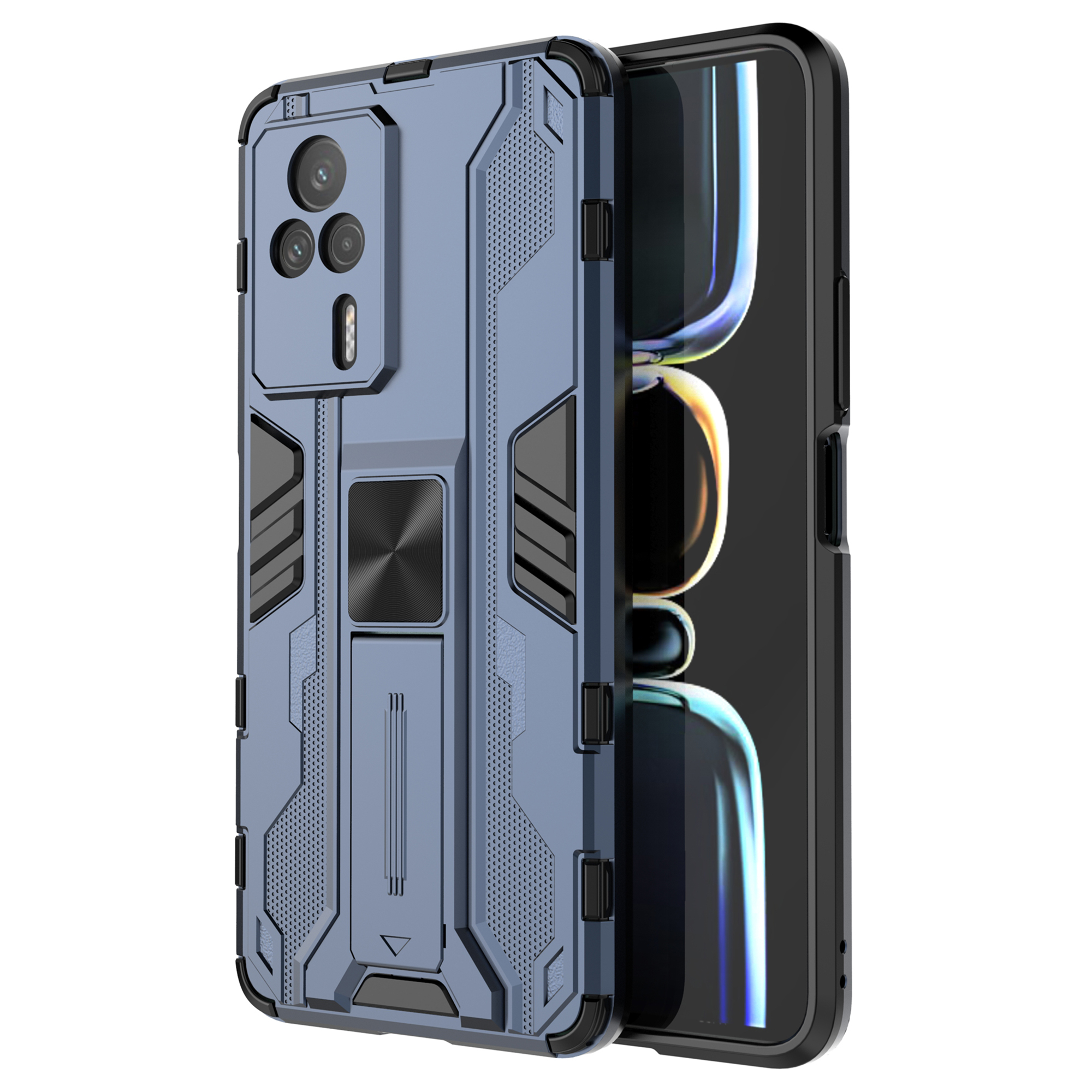 

Für Xiaomi Redmi K60E 5G Hard PC Soft TPU Drop Protection Phone Hülle Kickstand Stoßdämpfer Schutzschutzabdeckung - Blau, Xiaomi Redmi K60E 5G